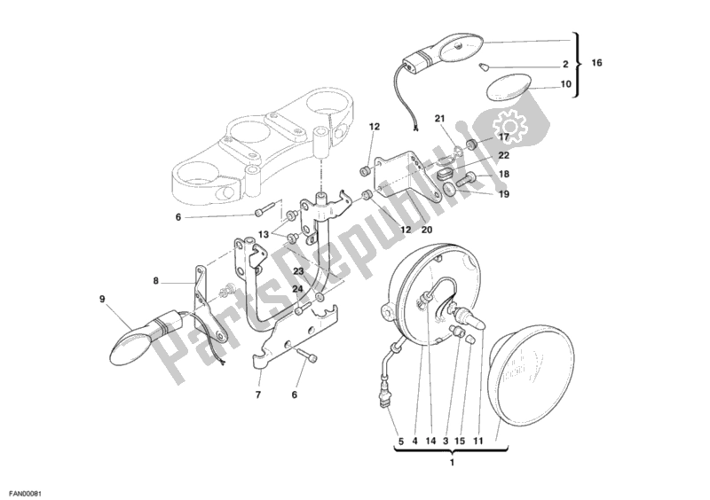 Tutte le parti per il Faro del Ducati Monster S2R 800 Dark USA 2005